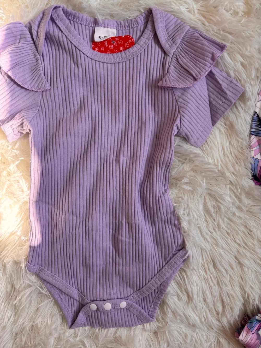 Lilac Ribbed Top with Butterfly Print Skirt Set